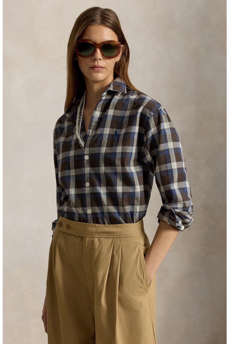 Plaid Relaxed Fit Cotton Twill Shirt, Alternate, color, 2072 BR BL