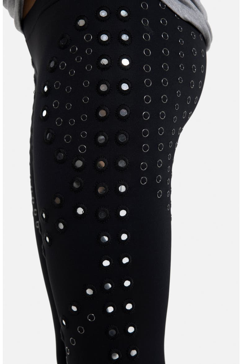 Mirror Eyelet Stirrup Pants, Alternate, color, BLACK
