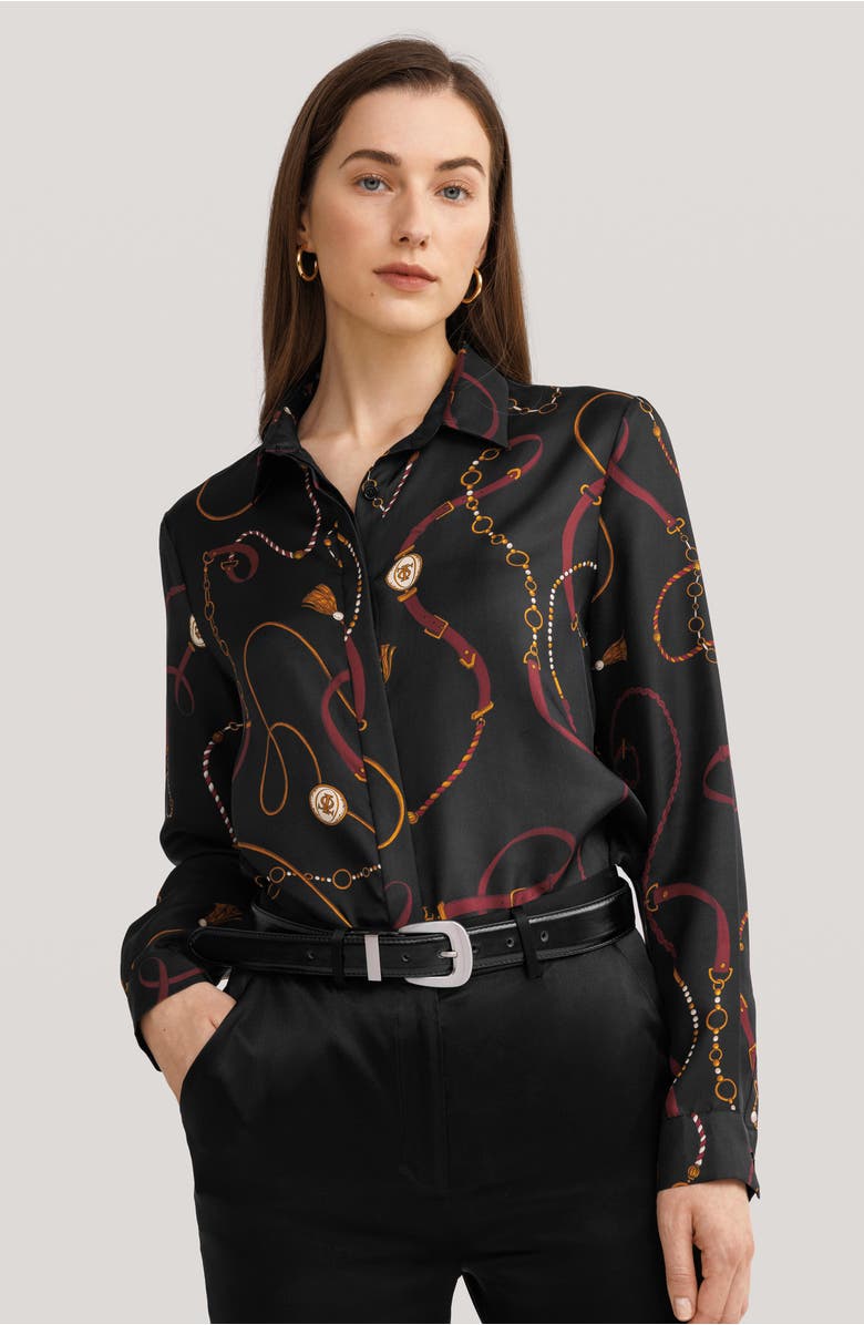 Lilysilk Women's Louisville Print Silk Shirt, Alternate, color, Louisville Print