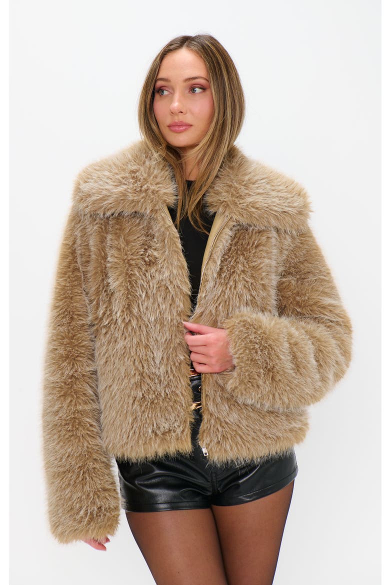 Park City Jacket, Main, color, Cedar Brown Faux Fur