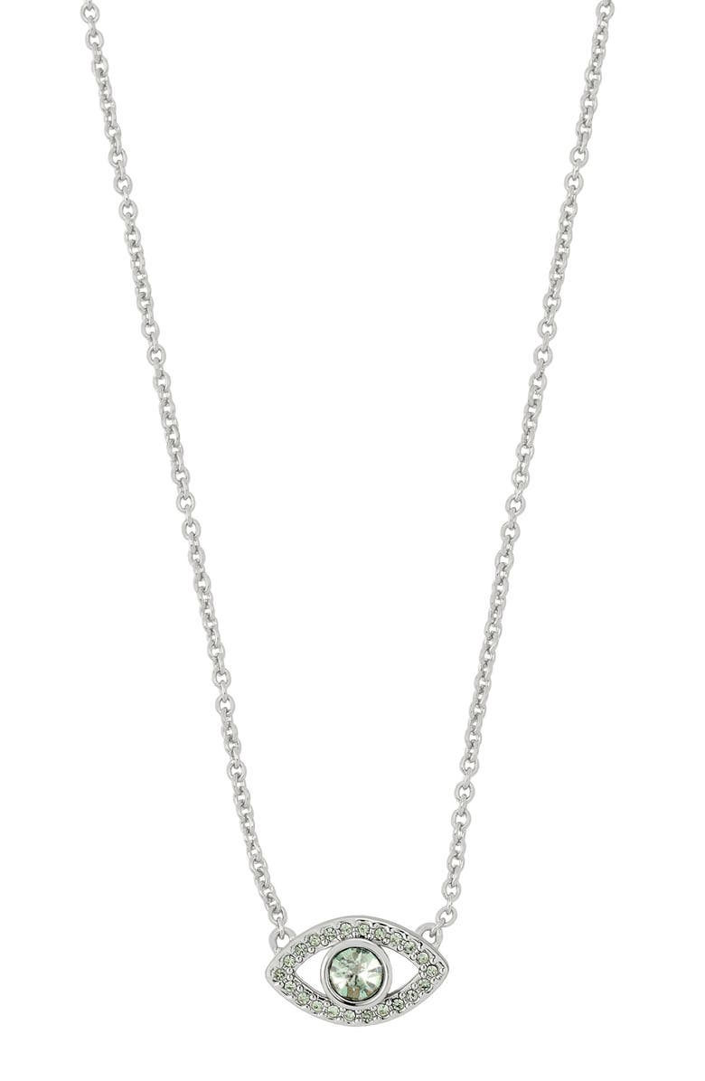 Kurt Geiger London Pavé Evil Eye Pendant Necklace, Main, color, Light Green