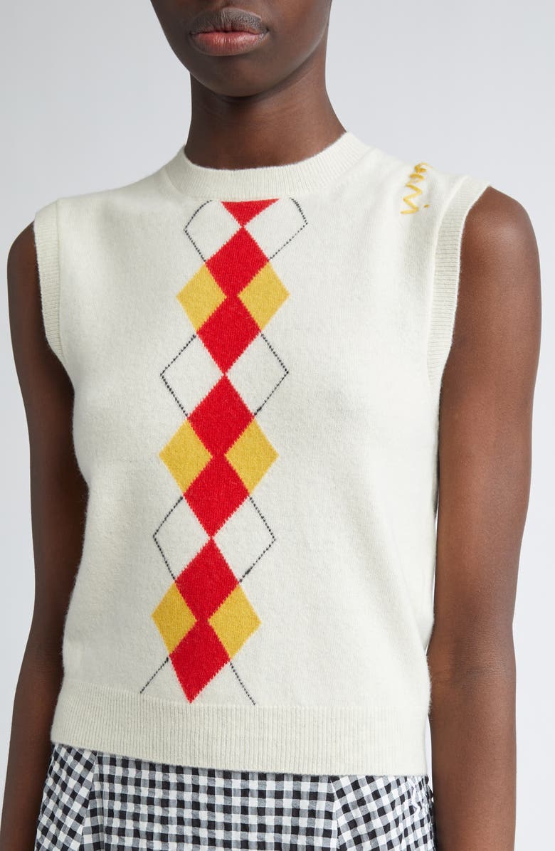 Marni Argyle Sleeveless Wool Sweater, Alternate, color,