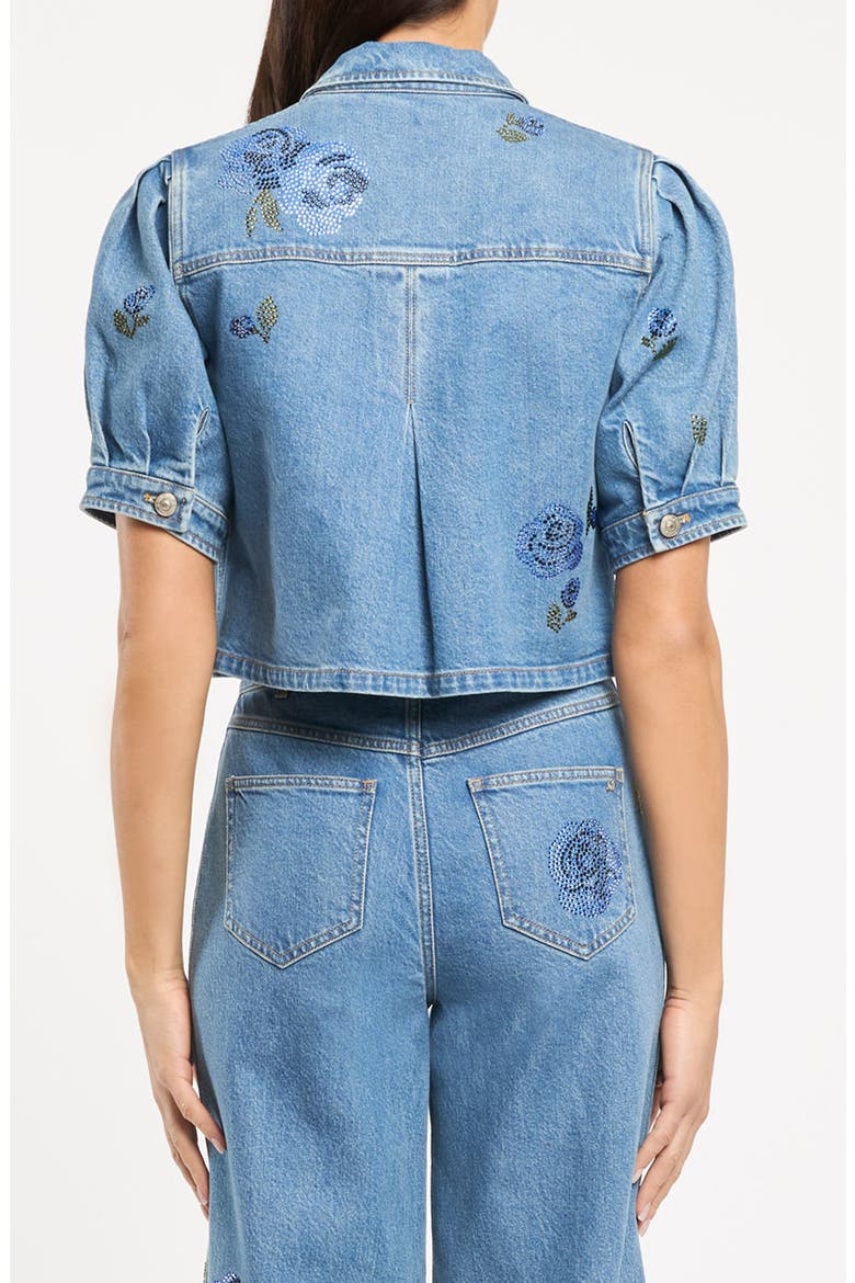 Halsie Heatset Sequin Roses Denim Crop Top, Alternate, color, HORIZON MULTI