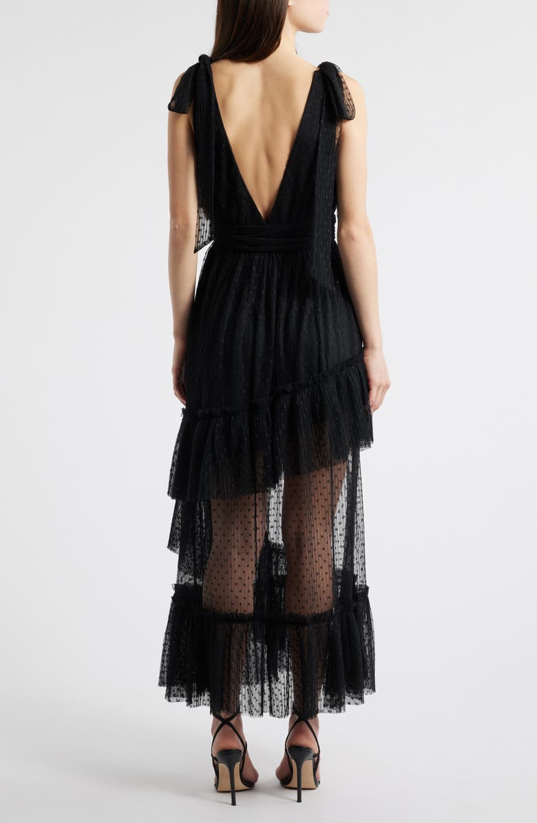 Lulus Sutton Swiss Dot Midi Dress, Alternate, color, Black