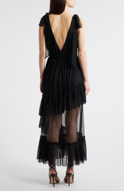 Lulus Sutton Swiss Dot Midi Dress In Black