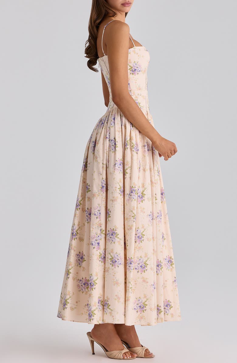 HOUSE OF CB Ysabella Floral Stretch Cotton Maxi Sundress, Alternate, color, Ivory Sweet Peony