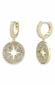 Covet Celestial Compass Pavé CZ Hoop Earrings