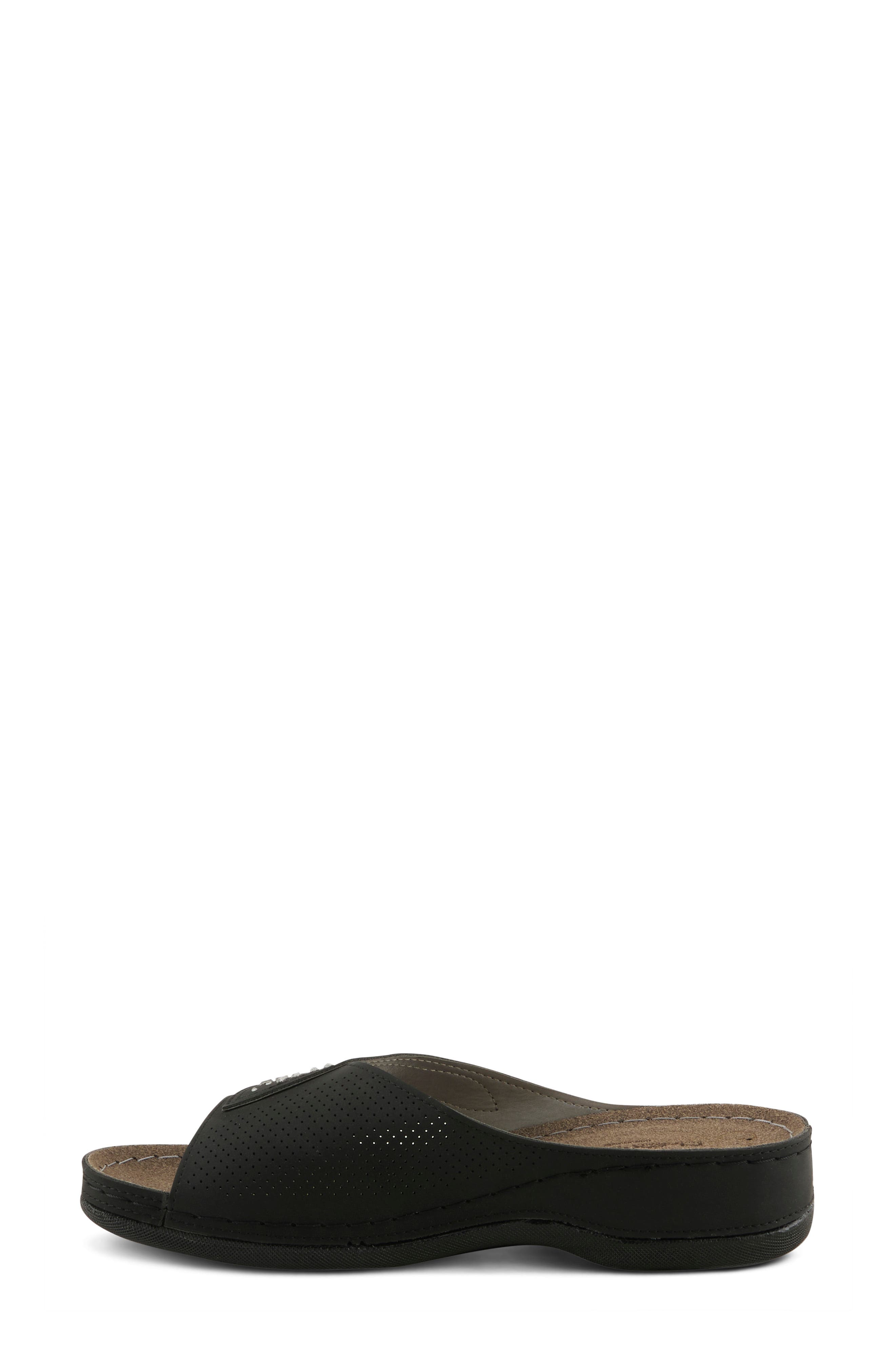 Rhinestone Wedge Slide Sandal, Alternate, color, BLACK