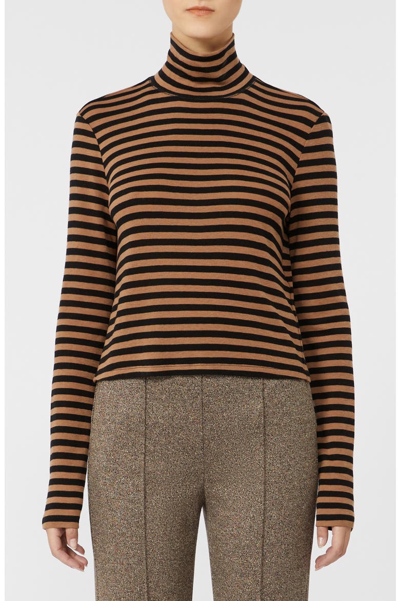 Blasy Stripe Mock Neck Shirt, Main, color, CAMEL