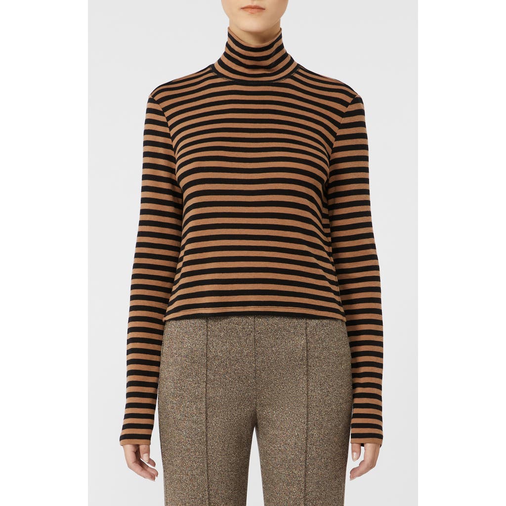 Mm By Max Mara Blasy Stripe Mock Neck Shirt In Brown