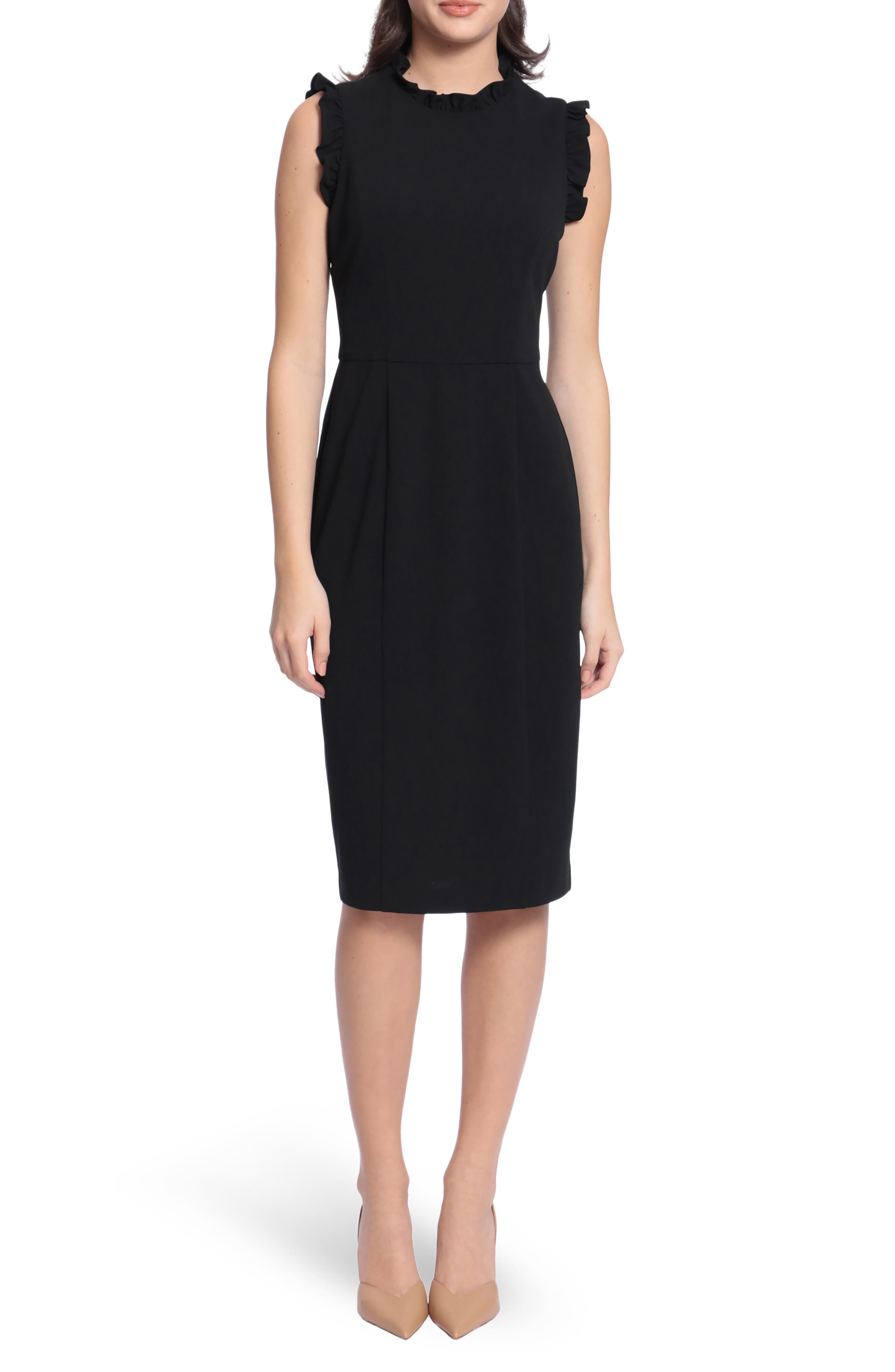 Maggy London Ruffle Mock Neck Sheath Dress