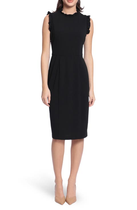 Ruffle Mock Neck Sheath Dress