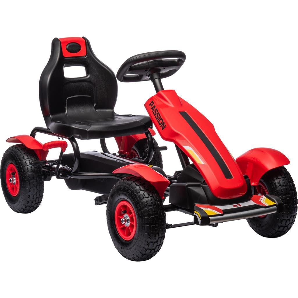 Aosom Kids Pedal Go Kart with Adjustable Seat, Handbrake, Non-Slip Rubber Wheels in Red  product