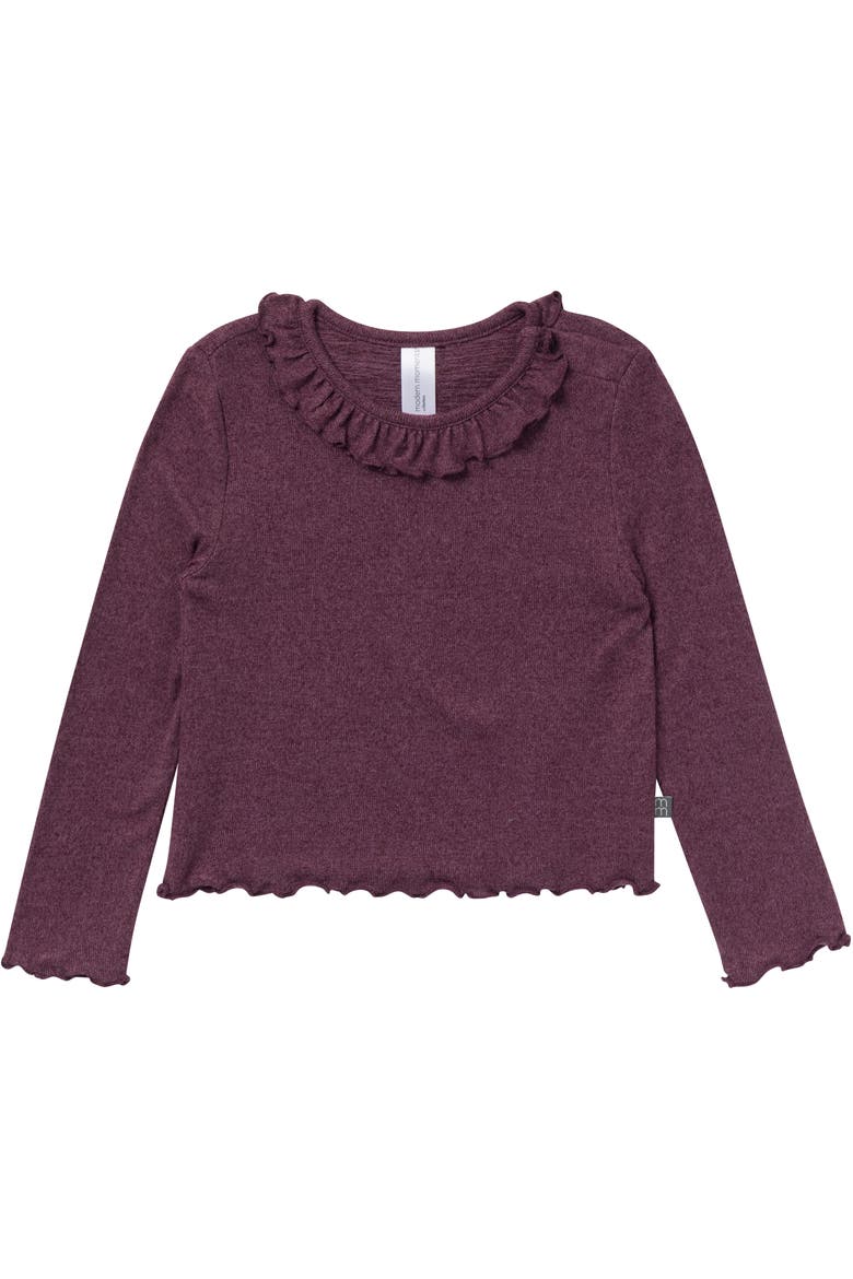 Ruffle Collar Top and Flare Pant Set, Alternate, color, Plum