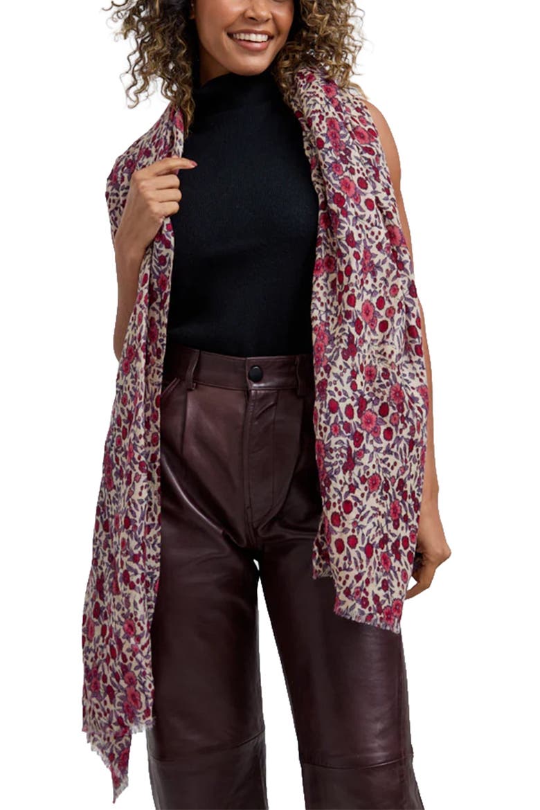 Karen Aster Floral Scarf, Main, color, Pink