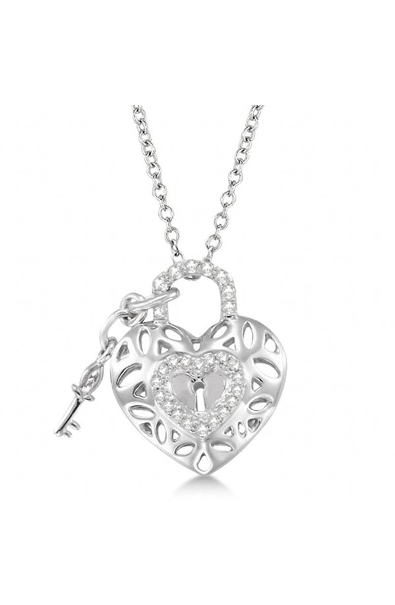 ALLUREZ Diamond Heart Key and Lock Pendant Necklace Sterling Silver, Main, color, 