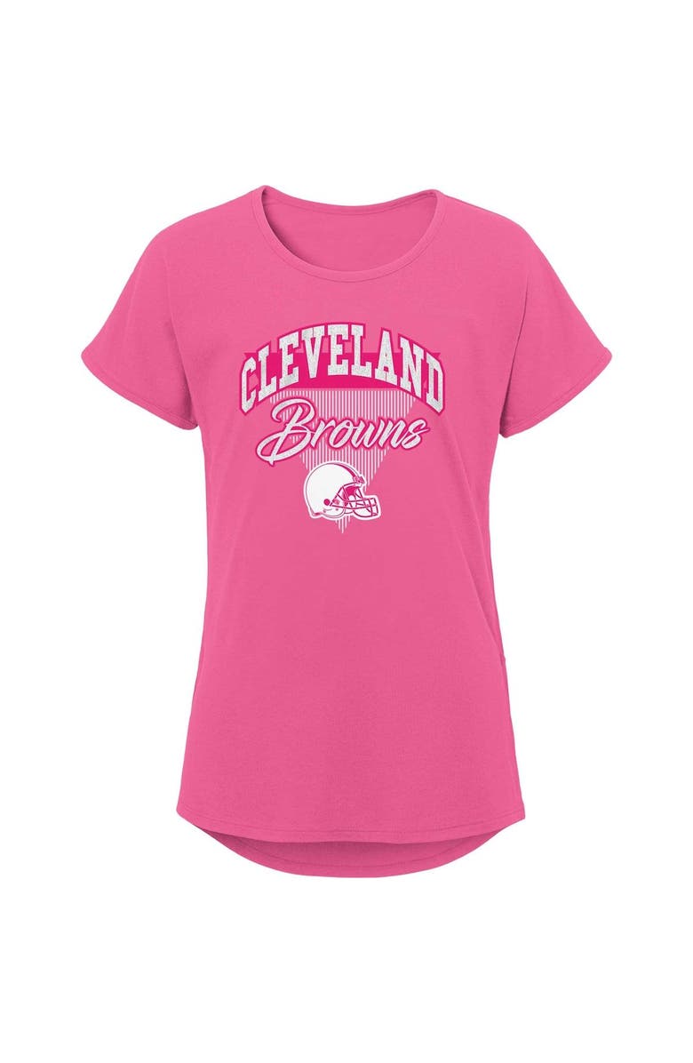 Outerstuff Girls Youth Pink Cleveland Browns Playtime Dolman T-Shirt, Main, color, Pink