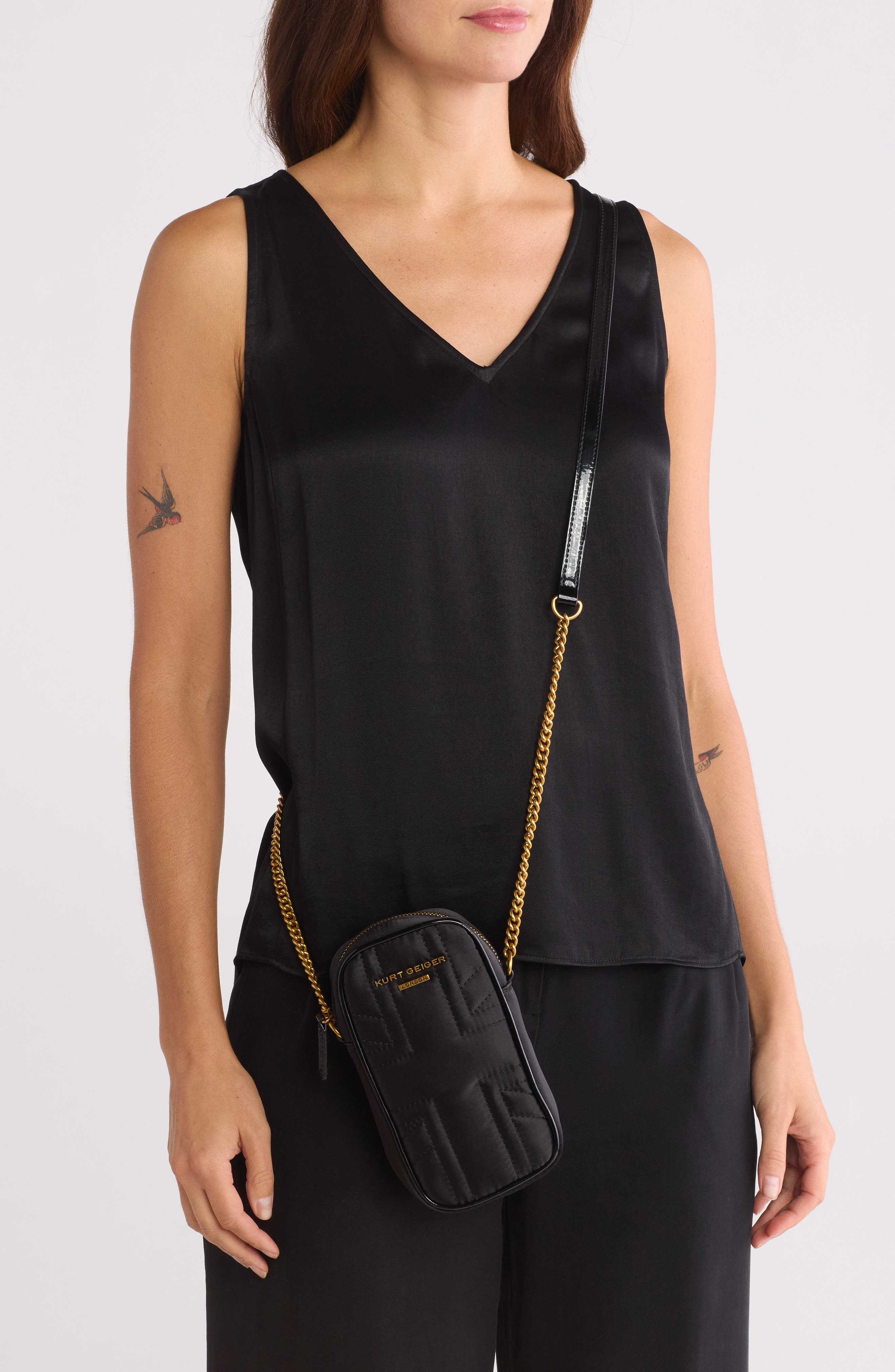 Kurt Geiger London Recycled Union Jack Phone Crossbody Bag, Alternate, color, Black