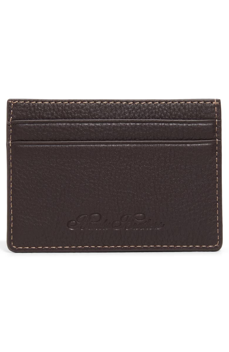 Brooks Brothers Portland Pebbled Leather Card Case, Alternate, color, Brown