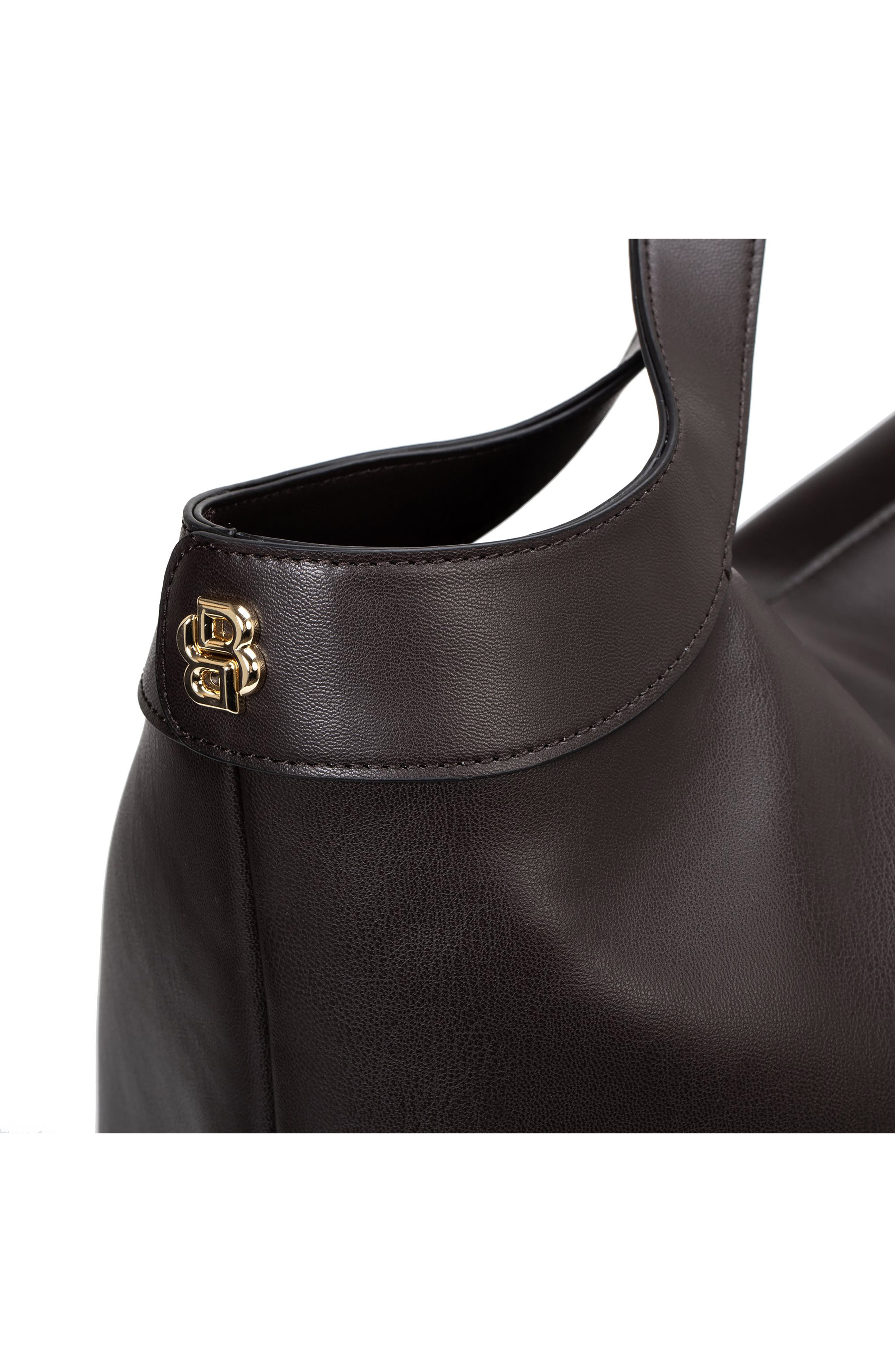 Caylie Recycled Leather Tote, Alternate, color, DARK BROWN