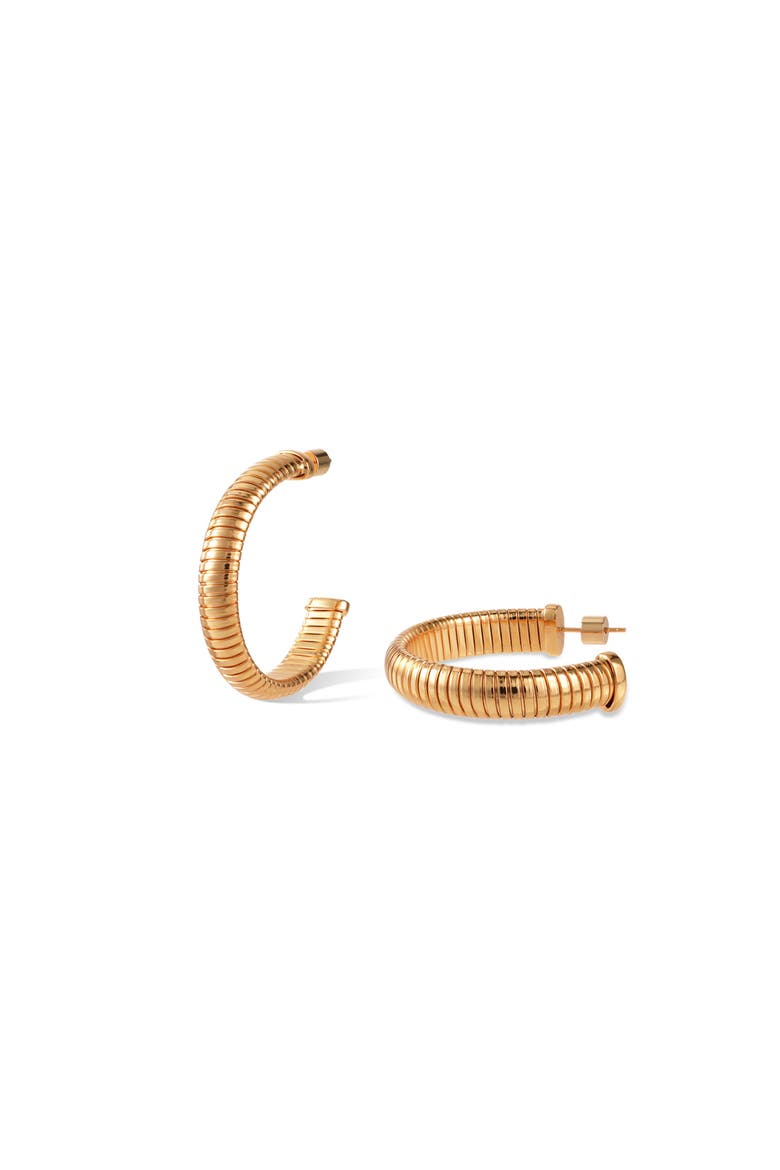 Large Minimalist Hoop Earrings, Alternate, color, Gold