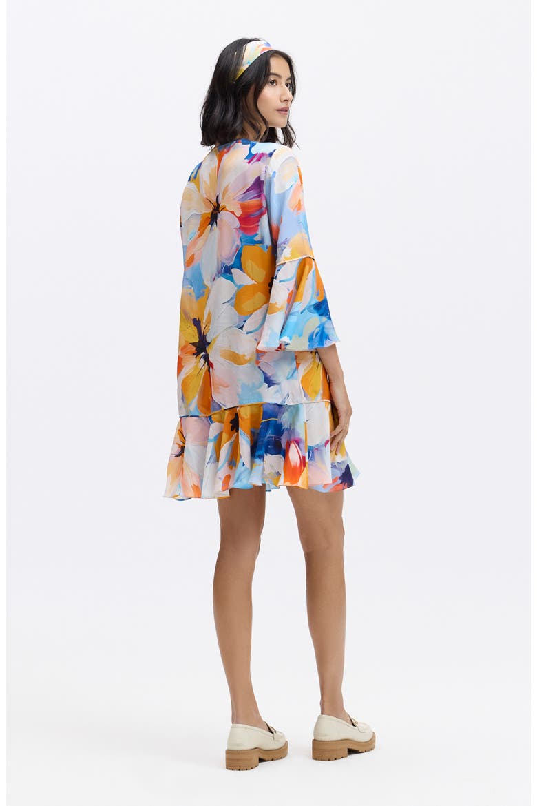 Margot Floral Bell Sleeve Shift Dress, Alternate, color, BLUE MULTI