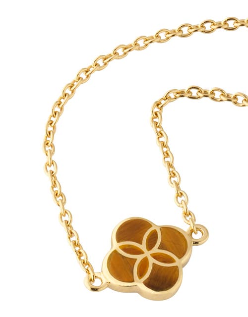 Jan Leslie Sterling With 18k Gold Overlay And Gemstones Single Petal Station Necklace In Brown