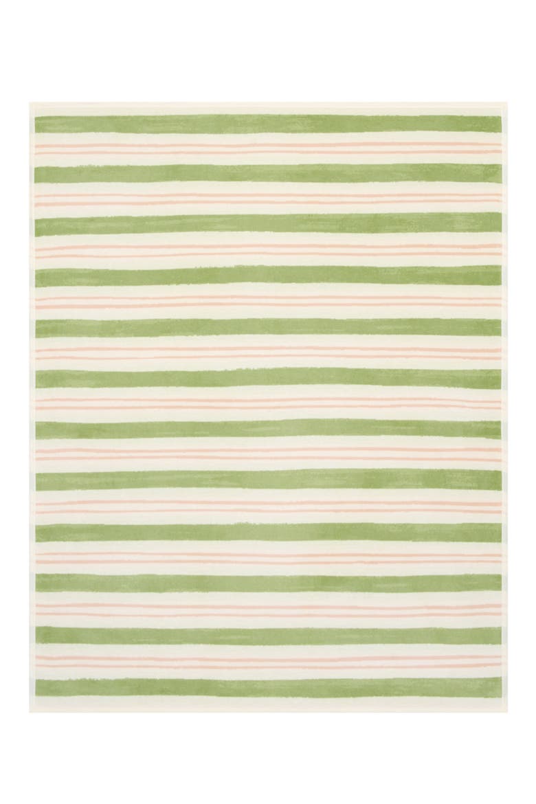 Watercolor Stripe Throw Blanket, Alternate, color, GREEN