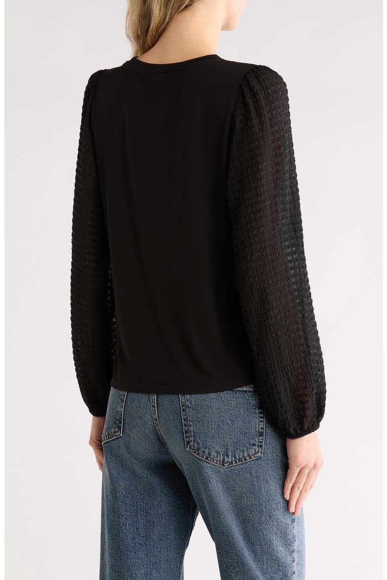 Mixed Media Top, Alternate, color, BLACK