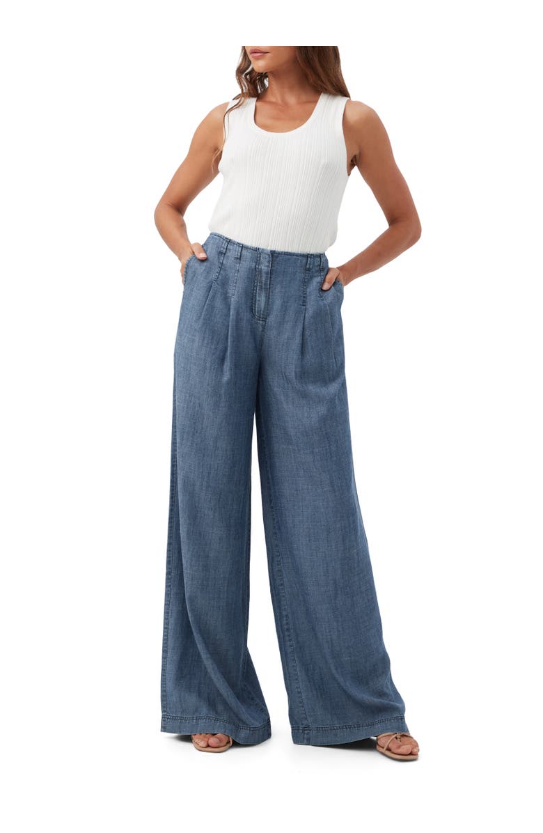 Trina Turk Dans Wide Leg Chambray Pant, Main, color, 