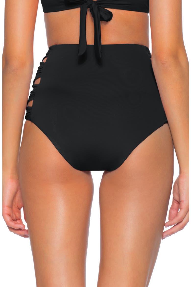 Clear Skies Eclipse High Waist Bikini Bottom, Alternate, color, BLACK
