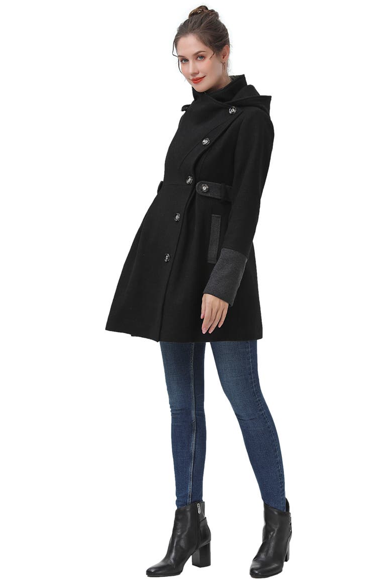 Harper Maternity Wool Coat, Alternate, color, BLACK/GRAY