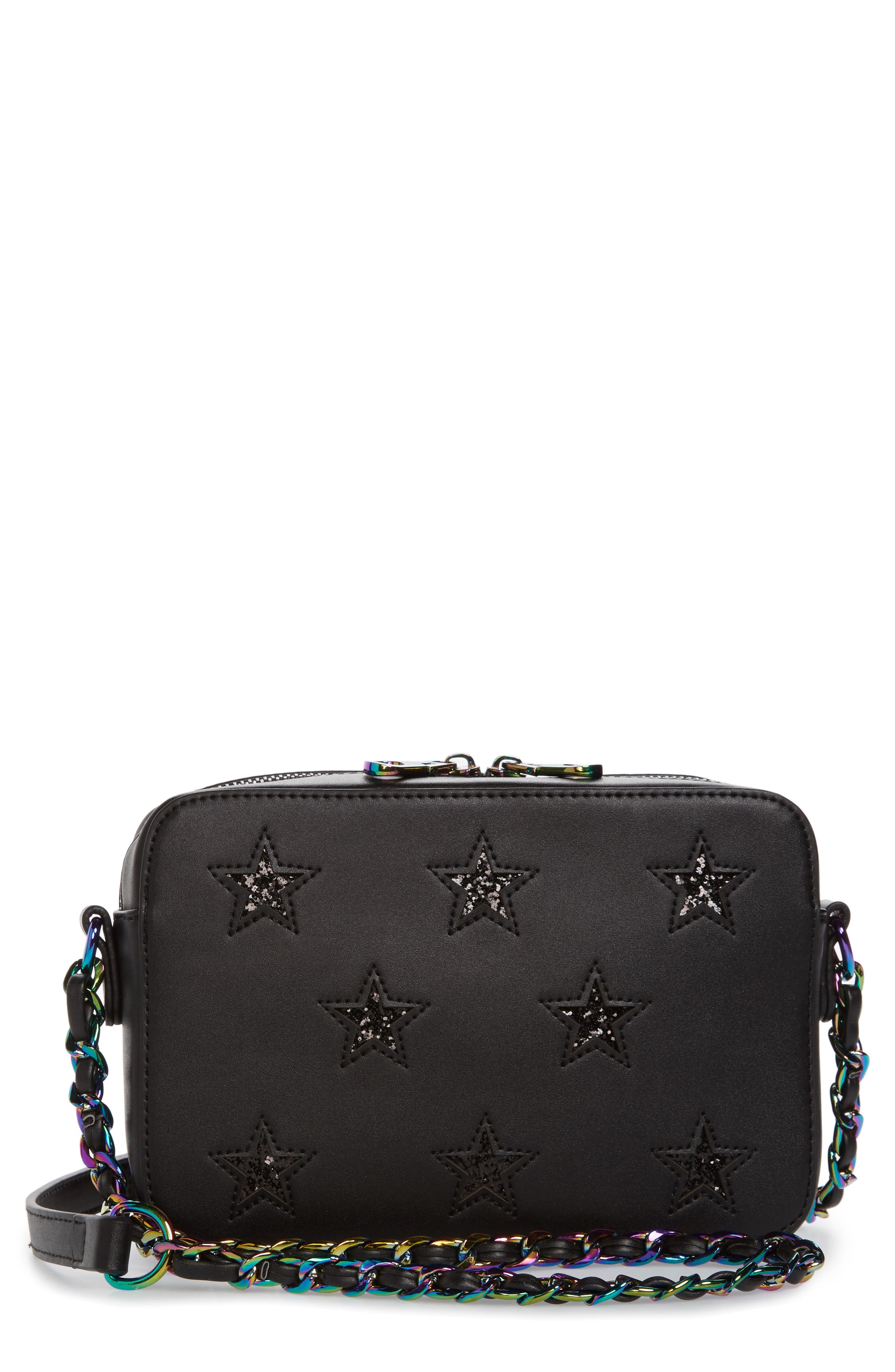 Chelsea28 Bella Glitter Star Faux Leather Crossbody Bag, Main, color, 