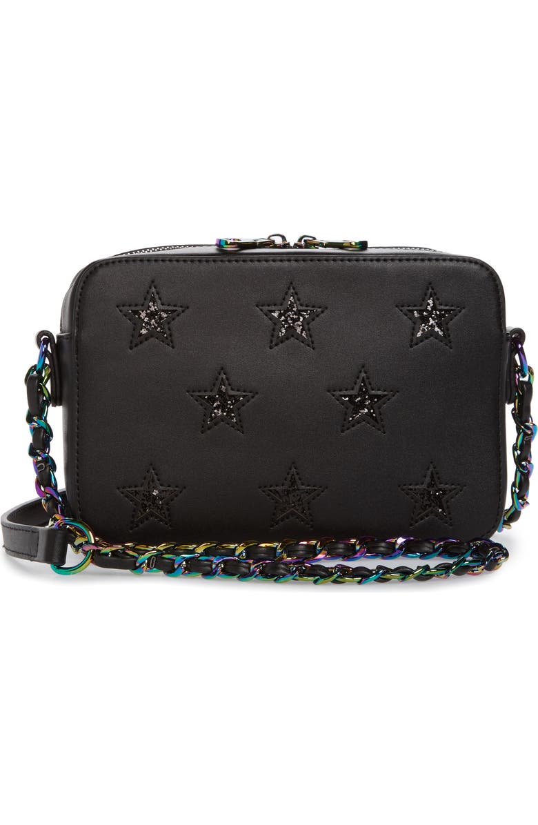 Chelsea28 Bella Glitter Star Faux Leather Crossbody Bag, Main, color,