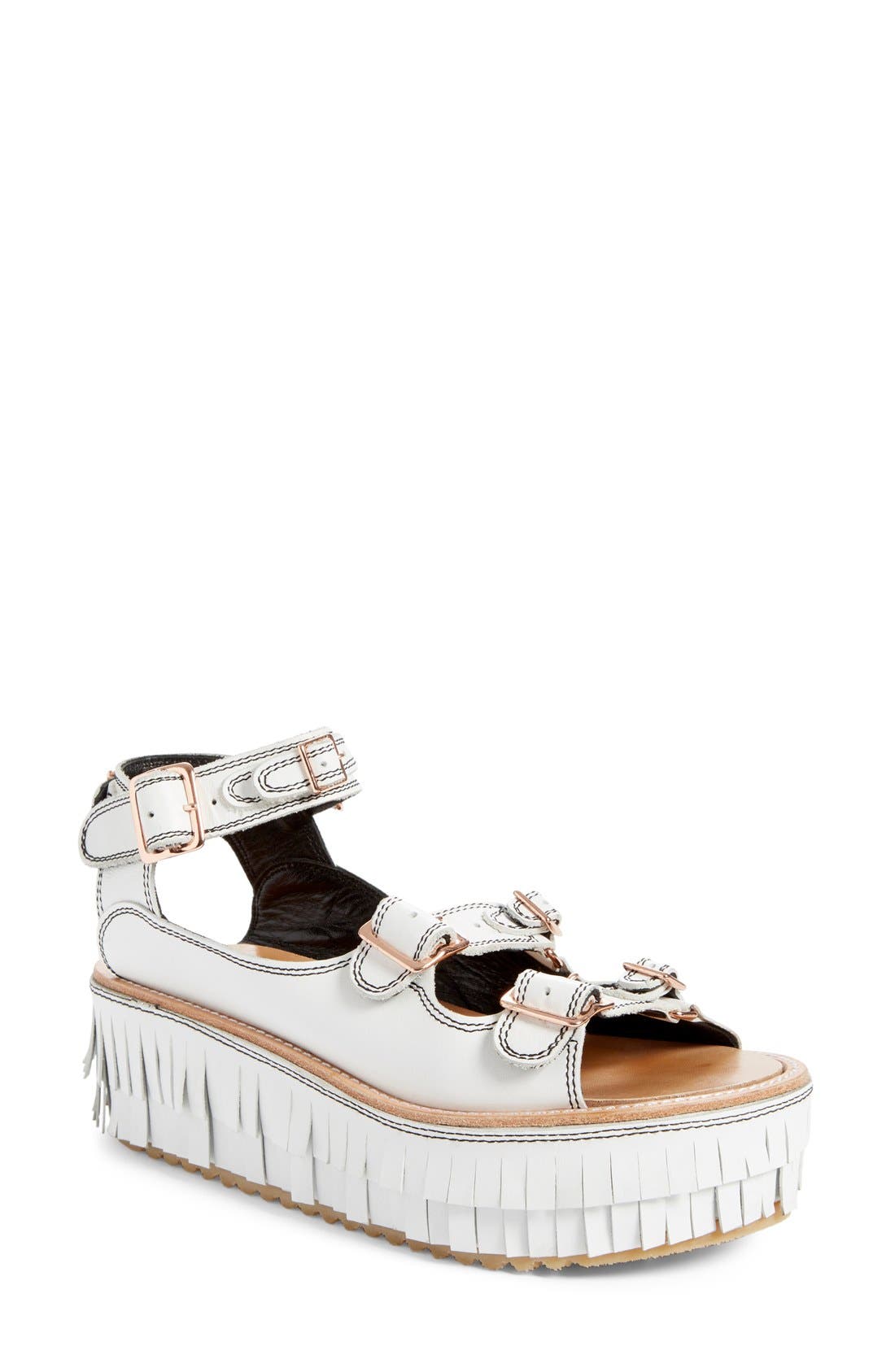 Julien David Fringe Platform Sandal, Main, color, 