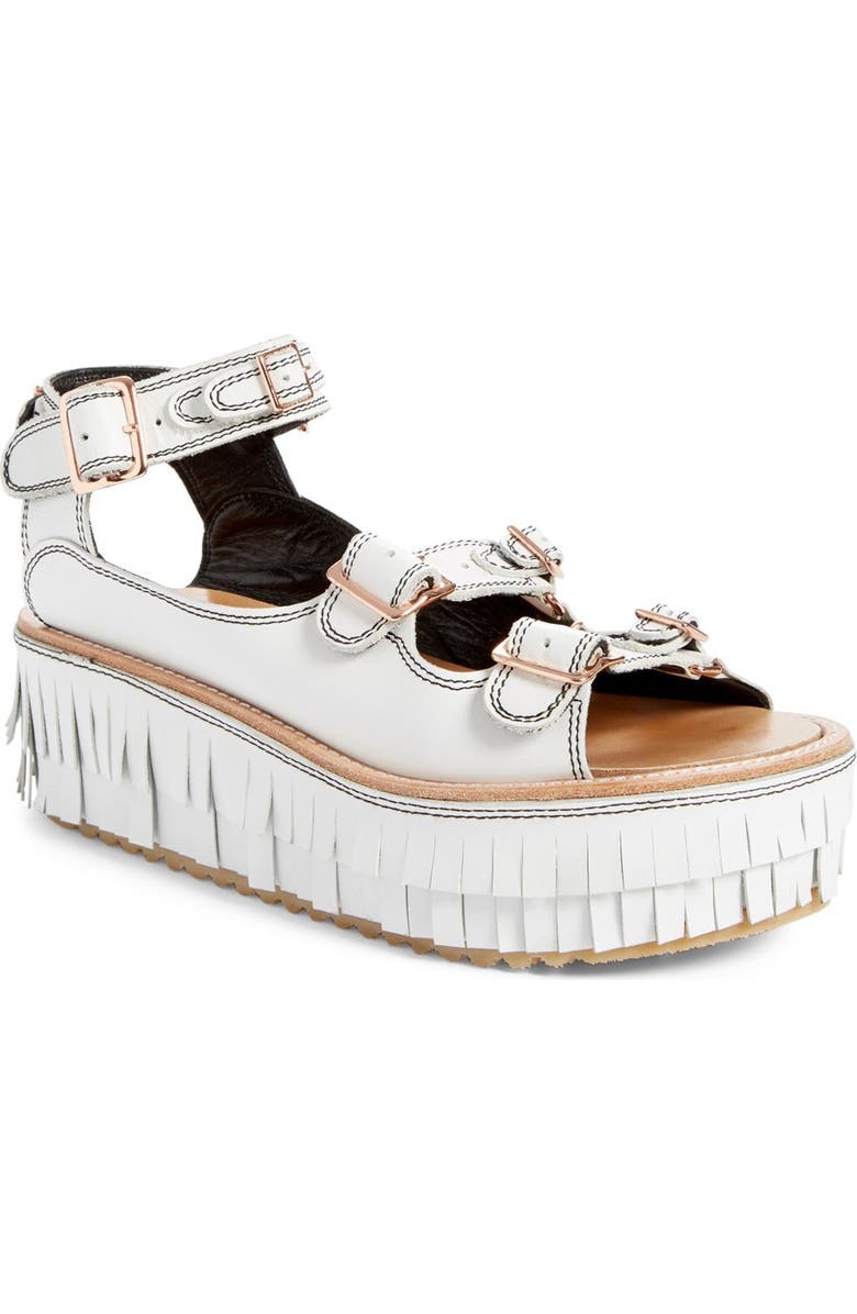 Julien David Fringe Platform Sandal, Main, color,