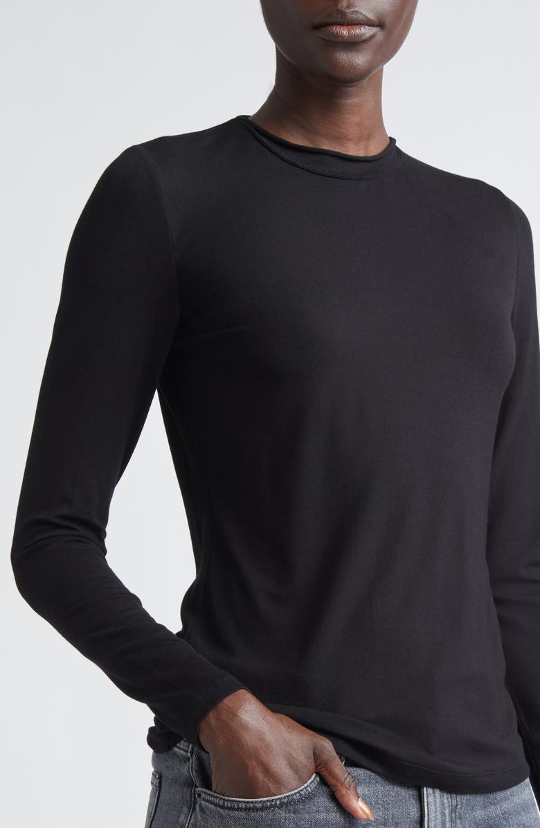 Lafayette 148 New York Long Sleeve T-Shirt, Alternate, color, Black