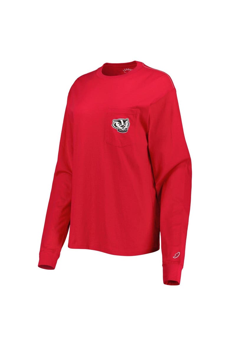 Women's League Collegiate Wear Red Wisconsin Badgers Oversized Pocket Long Sleeve T-Shirt, Alternate, color, Red