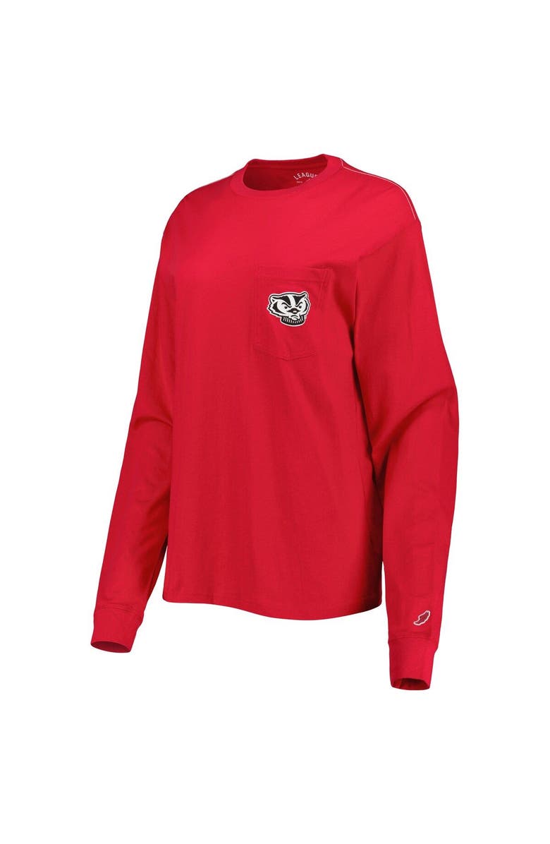 LEAGUE COLLEGIATE WEAR Women's League Collegiate Wear Red Wisconsin Badgers Oversized Pocket Long Sleeve T-Shirt, Alternate, color, 