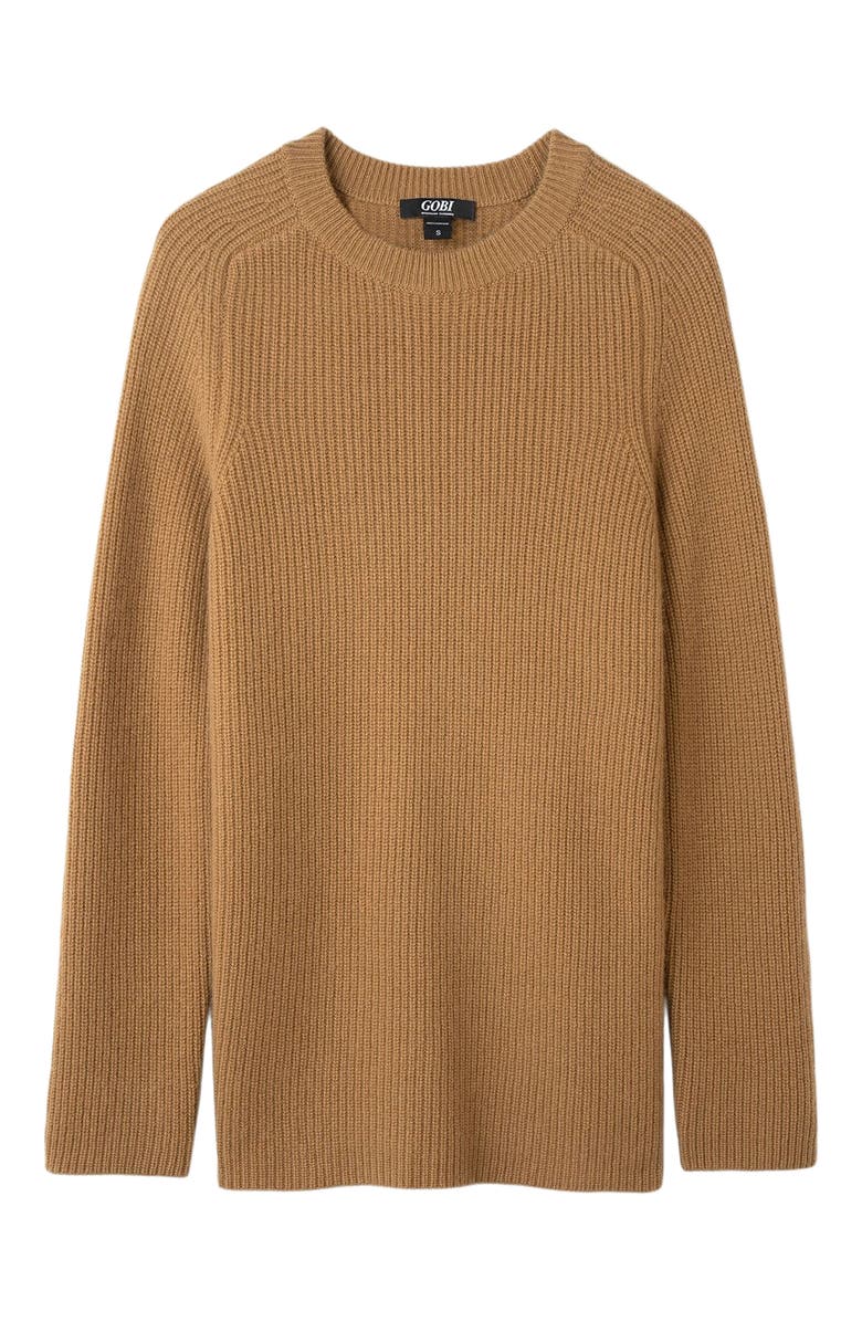 GOBI Mongolian Cashmere Cashmere Sweater with Side Zippers, Main, color, Almond