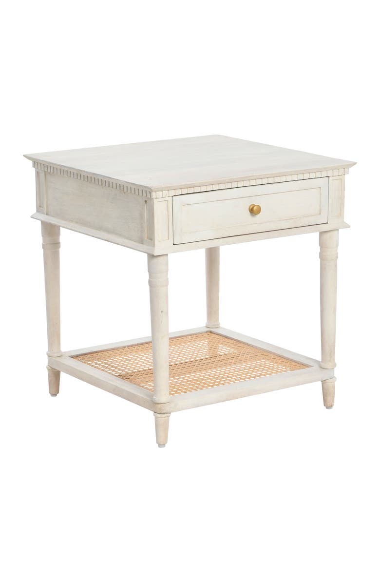 Storied Home End Table with Drawer and Storage Shelf, Main, color, White