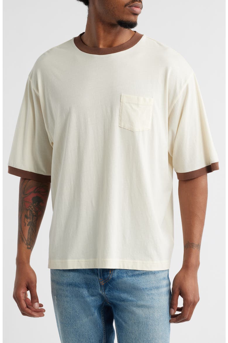Trophy Ringers Oversize Organic Cotton Pocket T-Shirt, Main, color, FIELD WHITE