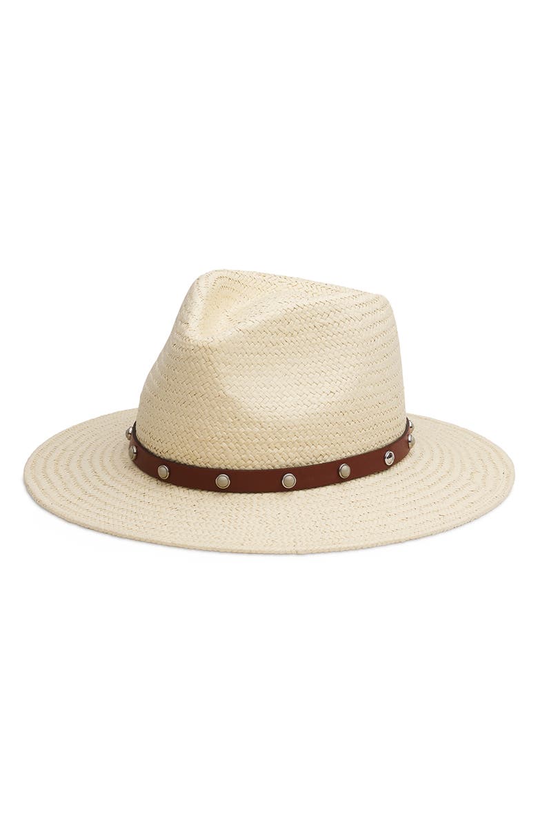 rag & bone Cabochon Packable Straw Fedora, Main, color, 