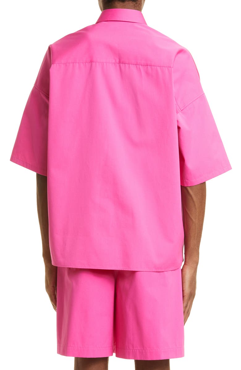 Valentino Garavani Embroidered Logo Short Sleeve Button-Up Shirt, Alternate, color, 