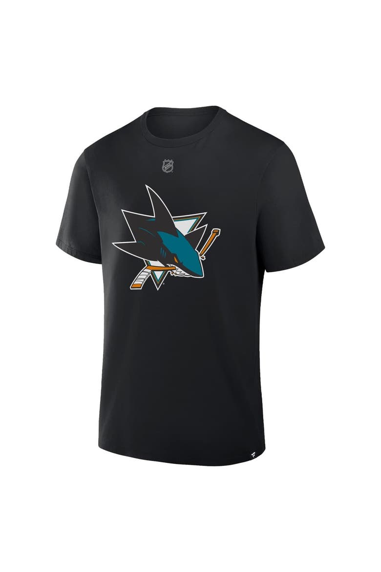 Men's Fanatics Macklin Celebrini Black San Jose Sharks Authentic Stack Name & Number T-Shirt, Alternate, color, Black