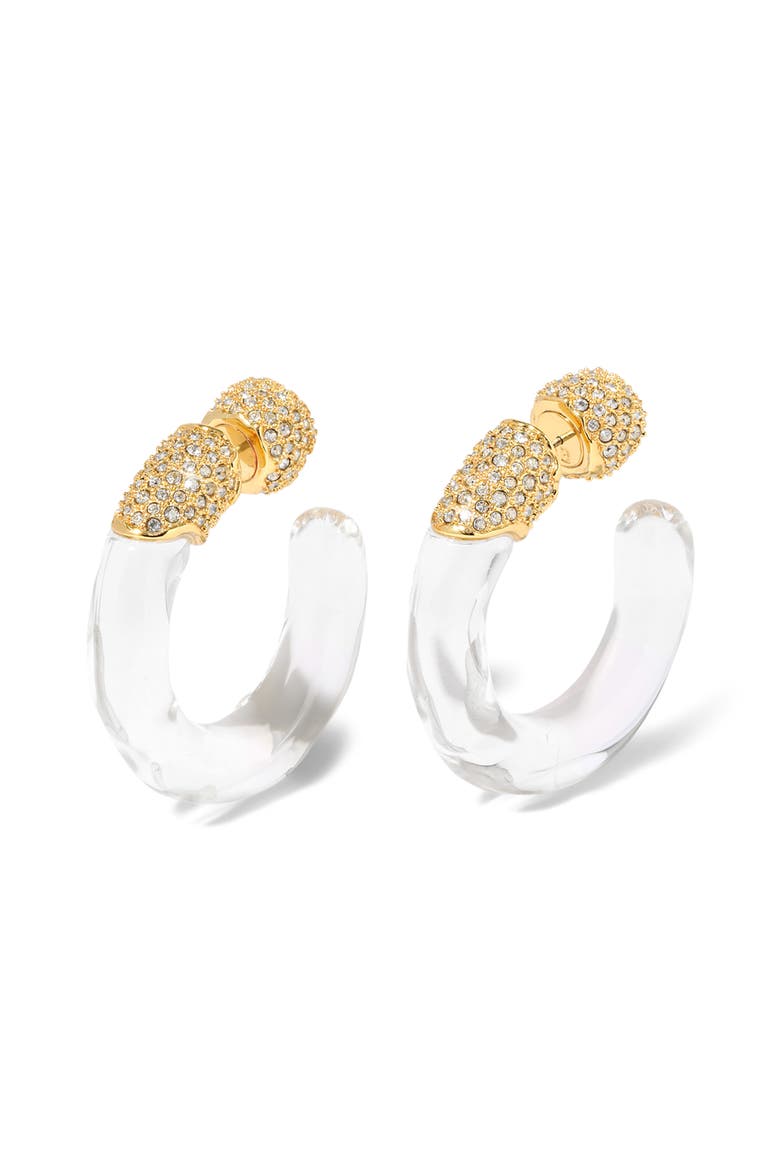 Liquid Lucite Crystal Hoop Earrings, Main, color, GOLD