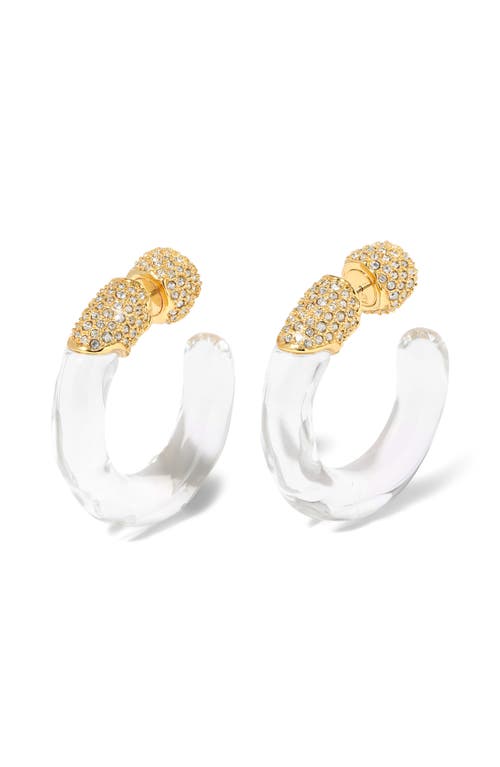 Alexis Bittar Liquid Lucite Crystal Hoop Earrings In Gold