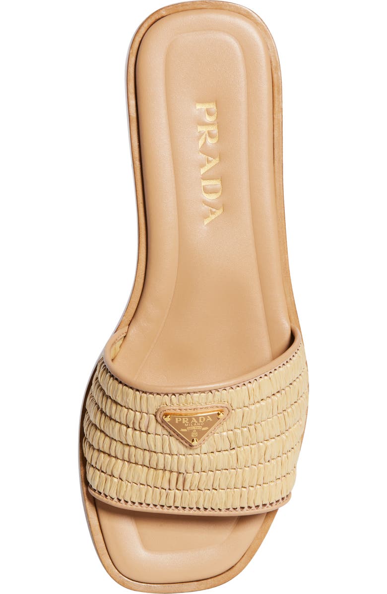 Prada Raffia Slide Sandal, Alternate, color, Naturale