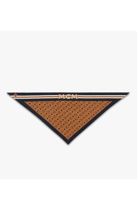 Monogram Print Triangle Silk Scarf