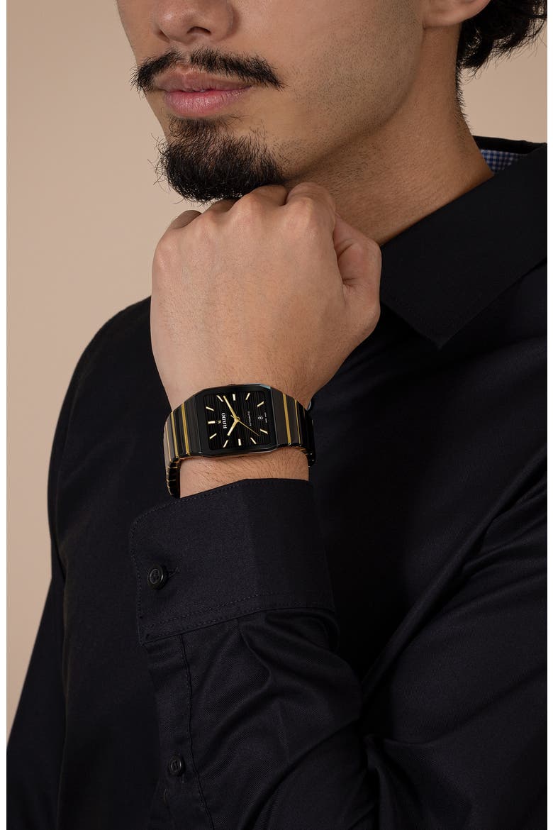 Anatom Automatic Ceramic Bracelet Watch, 32.5mm, Alternate, color, BLACK